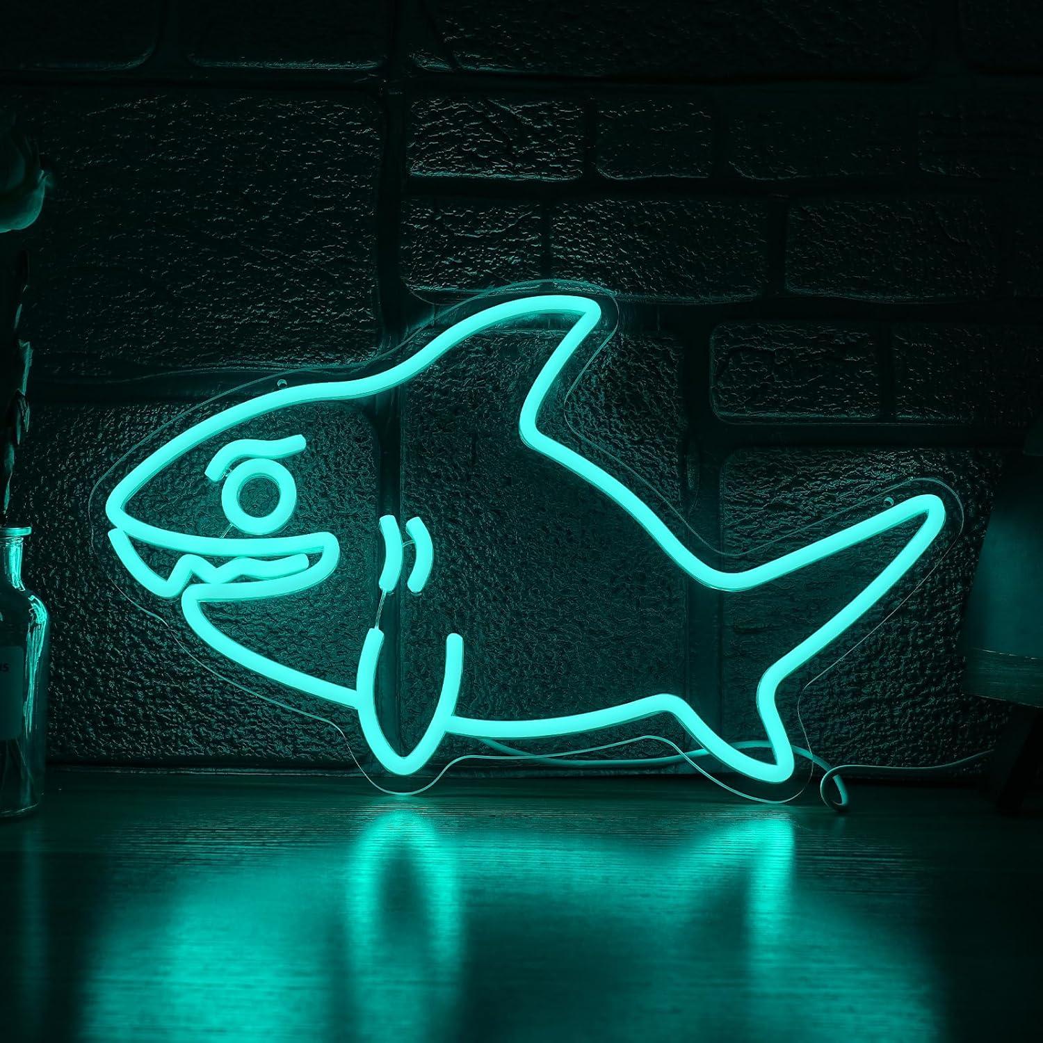 Marine Zoo - Neonowy znak Rekin USB, ściemnialna lampka